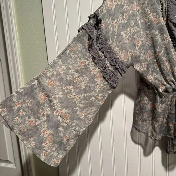 Jaded Gypsy Garden Romance Jacket Floral Chiffon Lace Boho Festival One Size - Picture 3 of 9
